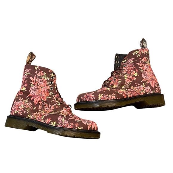 Dr Martens 1460 Beckett Cherry Red Jouy Floral Canvas Boot Size 7M / 8W NWOB - Picture 6 of 12